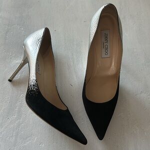 Jimmy Choo Agnes Mirror Pointed Toe 3 1/2” Heels Made in Italy 39 1/2 9.5 Shoes